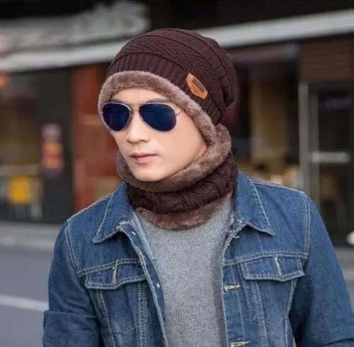 Woolen Winter cap with neck warmer